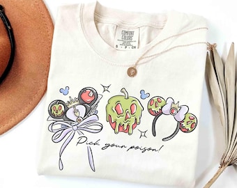 Watercolor Coquette Bow Disney Villains Evil Queen Shirt, Disney Snow White and the Seven Dwarfs Tee, Disneyland Halloween Girl Trip