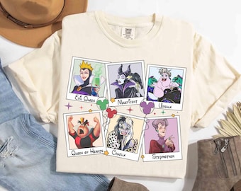Watercolor Coquette Disney Villains Photos T-Shirt, Disney Evil Friends 2026 Matching, Bad Witch Disney Shirt, Evil Queen Tee, Disney Trip