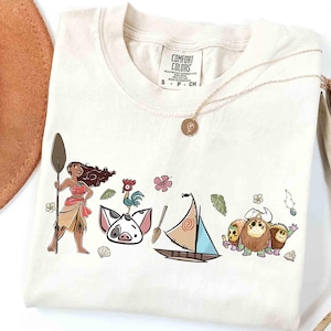 Coquette Watercolor Disney Moana Princess T-shirt, I Am Moana, Pua Pig And Hei Hei Tee, Girly Aesthetic Disney Girls Trip Tee, Magic Kingdom