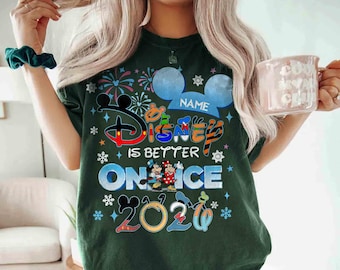 Camiseta personalizada con orejas de Mickey y sus amigos de Disney Is Better on Ice 2026, camiseta de vacaciones familiares de Disney On Ice, camiseta a juego con los espectáculos de Disneyland