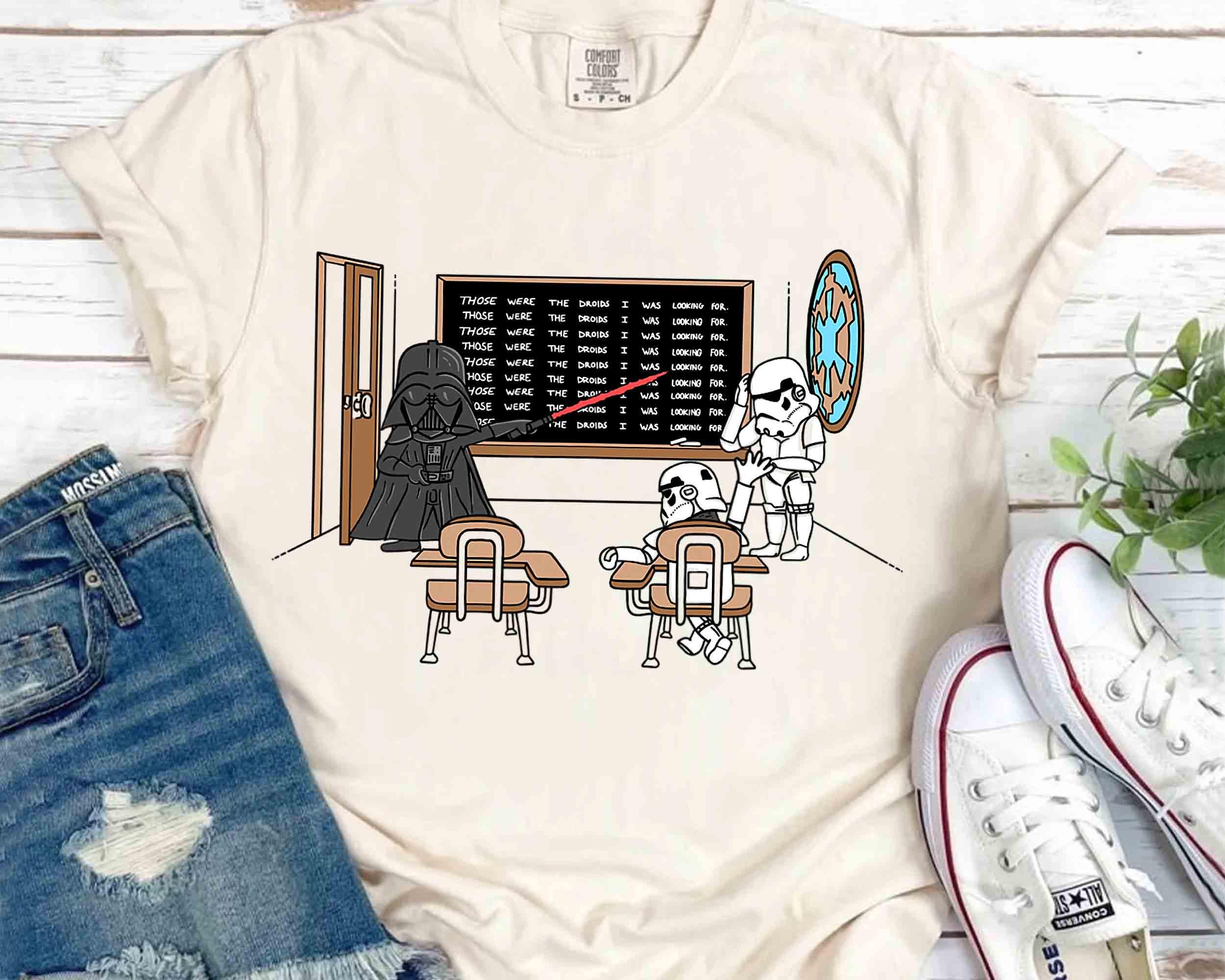 Funny Star Wars Darth Vader Those Were The Droids Classroom Doodle Shirt, Stormtrooper Shirt, Galaxy's Edge Holiday Family Vacation Trip Tee