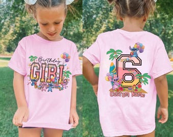 Camiseta personalizada de cumpleaños de Disney Stitch y Ángel, camiseta de cumpleaños de Lilo y Stitch para niña, la mejor camiseta de cumpleaños, viaje de chicas, vacaciones familiares
