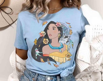 Maglietta con grafica acquerello "Acchiappasogni Disney Pocahontas", maglietta "Sognare Pomeriggio Meeko Pocahontas", maglietta "Viaggio in Famiglia nel Regno Magico di WDW"