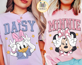 Camiseta clásica de Minnie Mouse y Daisy Duck de Comfort Colors®, camiseta de vacaciones de Disney para mejores amigas, camiseta de viaje a Disneyland para niñas, camiseta de WDW para mejores amigas