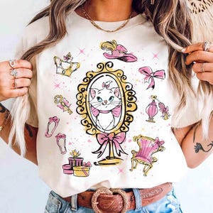 Camiseta de la Gata Marie de Disney con Lazo Coquette, acuarela, camiseta &quot;Porque soy una dama&quot;, Los Aristogatos, camiseta de viaje para chicas a Disneyland, regalo para amantes de los gatos