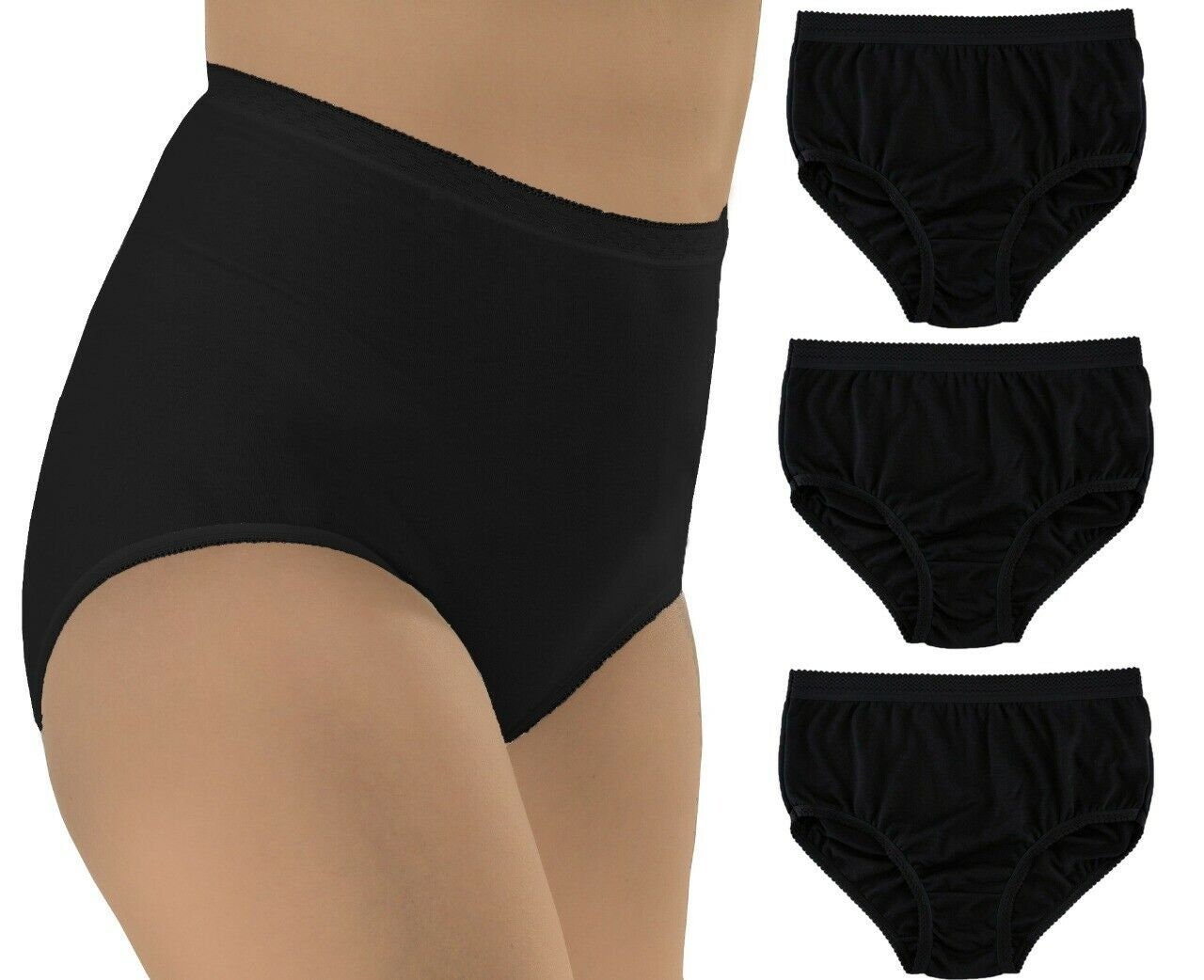Women 100% Cotton Ribbed Full Briefs Knickers Panty Underwear Comfortable  Everyday Wear, Assorted Colours, 12 Pairs 