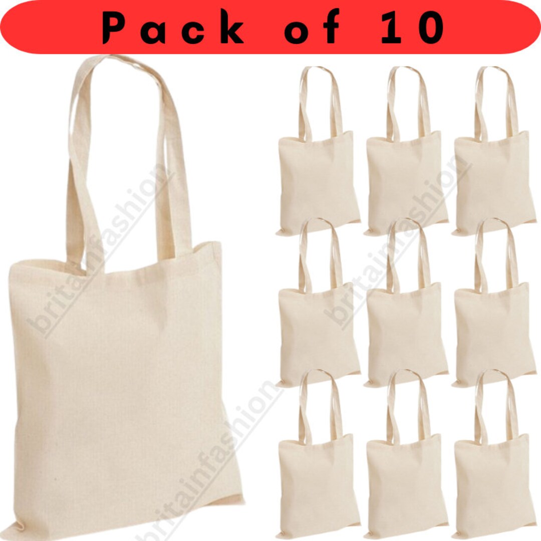 Lot De 1/3/5/10/25/50/100 Sacs Fourre-tout Unis En Coton Naturel - France