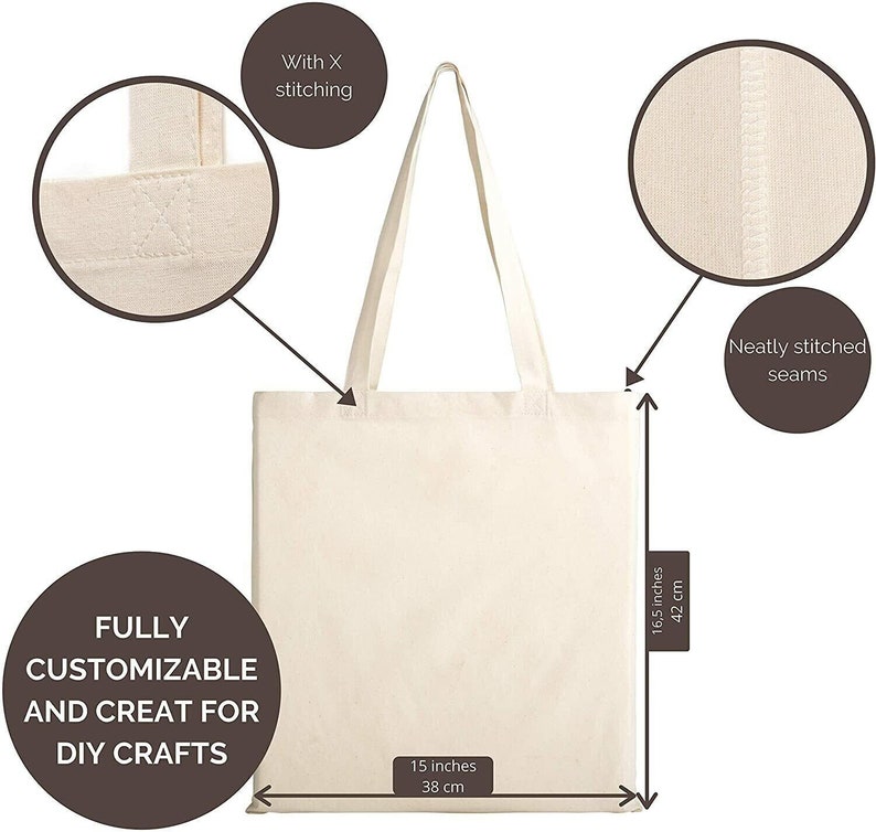 10 Pack 100 Cotton Canvas Shopping Bags ECO Friendly Tote Shopper