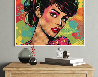 Wandbild - Retro Pop-Art Dame - Digitaler Download