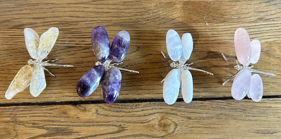 Beautiful Gemstone Dragonflies | Crystal and Silver Dragonflies | Crystal Dragonfly | Gemstone Animal | Gemstone Dragonfly