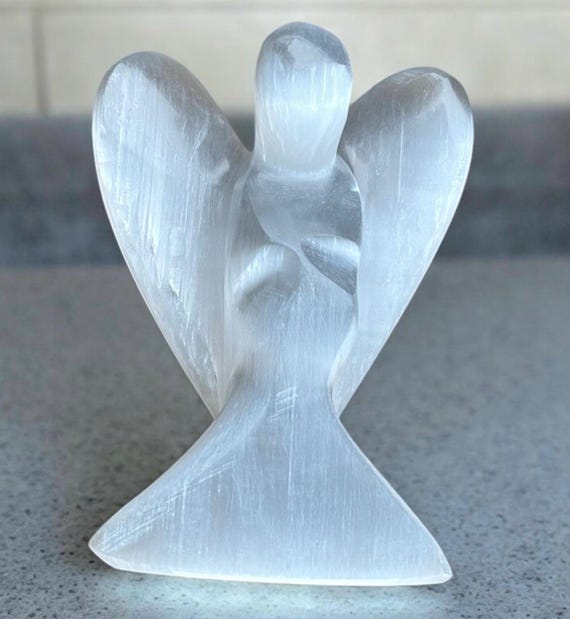 Stunning Large Selenite Angel | Cleansing Crystal | Satin Spar Crystal Angel | Satin Spar Crystal Angel