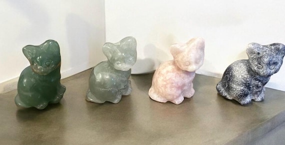 Beautifully Hand Carved Crystal Sitting Cats | Cat Carvings | Crystal Carvings | Cat Crystals