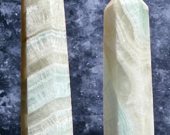 Caribbean Calcite Crystal Tower: Banded Blue Aragonite