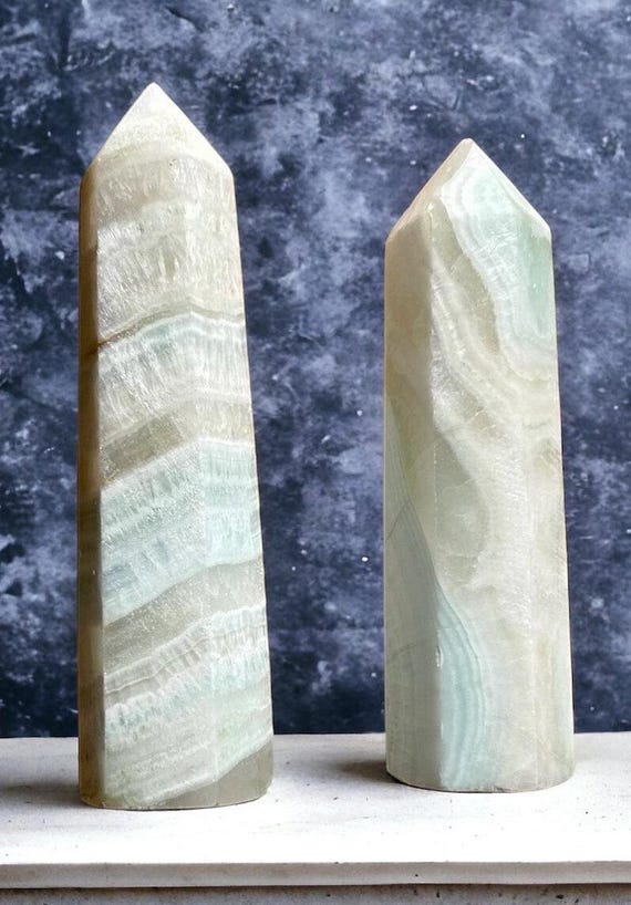 Caribbean Calcite Crystal Towers | Crystal Towers AA Grade | Banded Calcite Crystal Towers | Caribbean Crystal