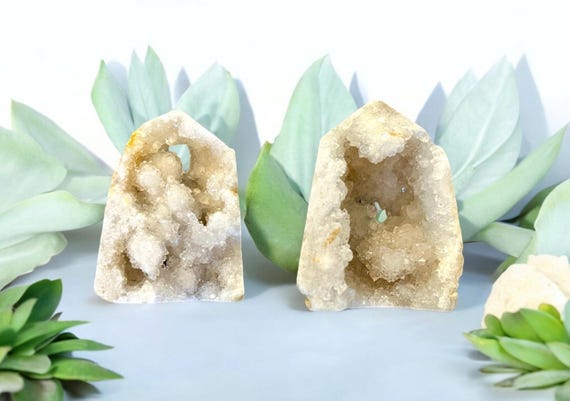Quartz Geode Points | Quartz Crystal Geode | Free Standing Crystal Point | High Quality Sparkling Quartz Crystal Geode | Quartz Druzy
