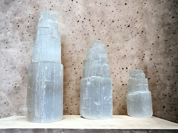 High Grade Selenite Crystal Tower, Various Sizes | Selenite Crystal Towers | Selenite Crystal Pillar | Charging & Cleansing Crystal