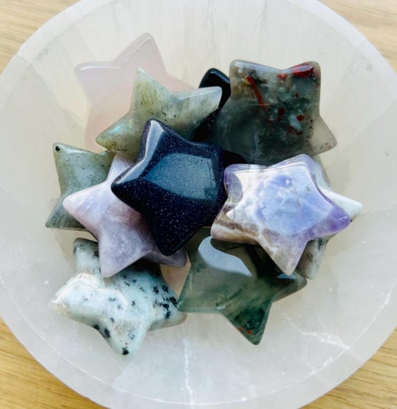 Hand Carved Crystal Stars | Star Carvings | Crystal Carving | Ideal Gift | Pocket Crystal