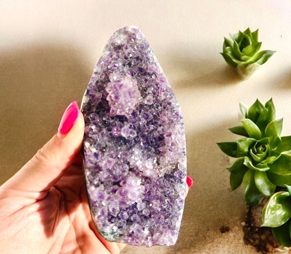 Amethyst Cut Base Cluster | Sparkling Amethyst Crystal | Healing | Calming | Meditation | AA Grade | Beautiful Purple Crystals
