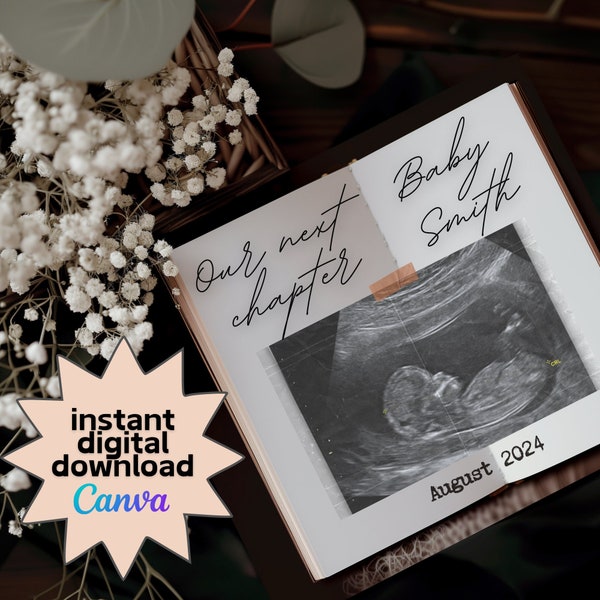 Gender Neutral Pregnancy Announcement Digital, Minimalist Social Media Pregnancy Editable Template, Simple Pregnancy Announcement Neutral
