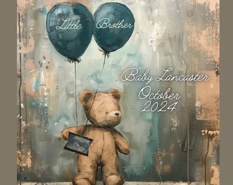 Baby Brother Pregnancy Announcement Digital Download, Its A Boy Baby Announcement, Teddy Bear Pregnancy Announcement