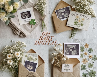 March Pregnancy Announcement St. Patrick's Day | Minimalist Irish Baby Reveal Canva Template | Digital Download