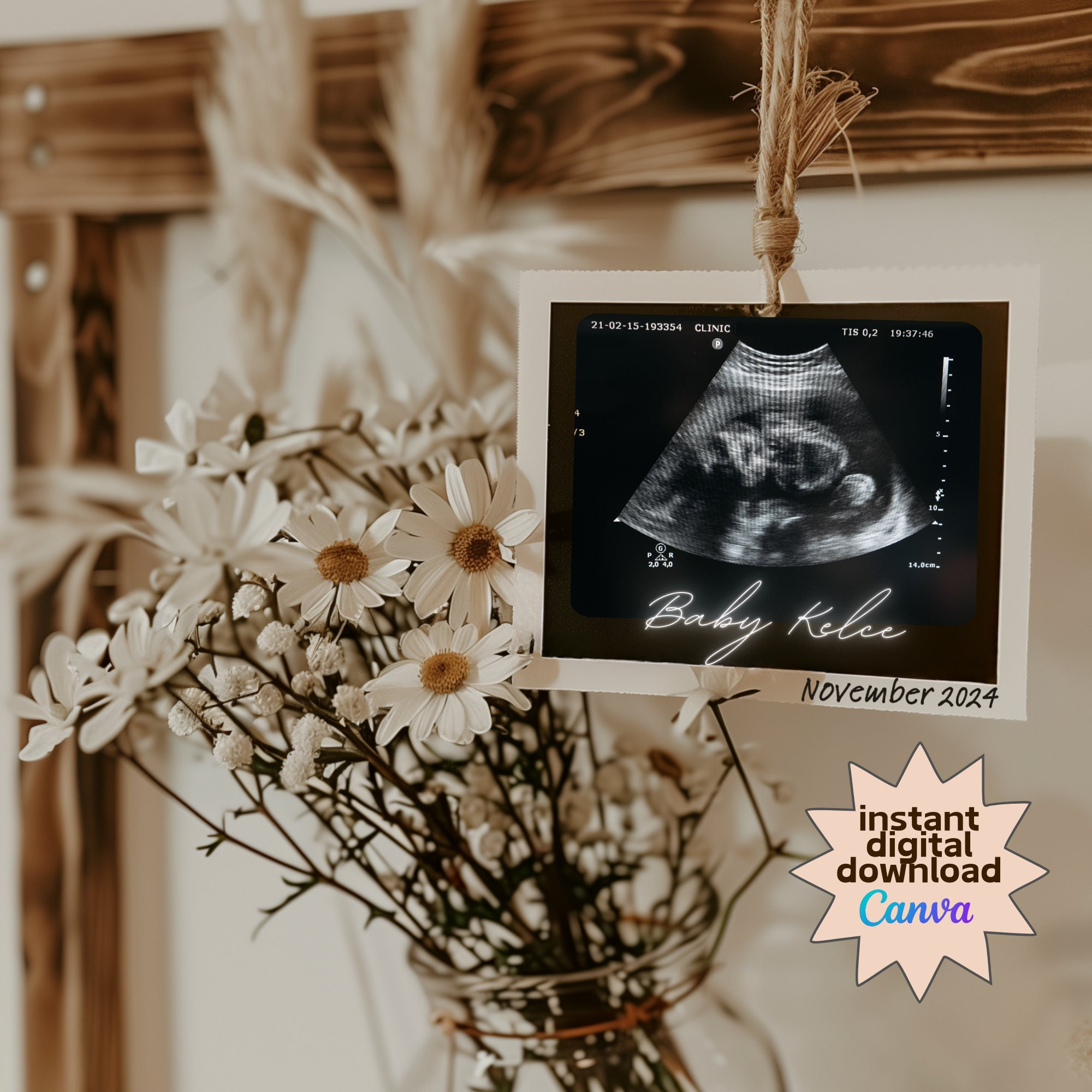 Mothers Day Pregnancy Announcement, Baby Announcement Digital, Rustic ...