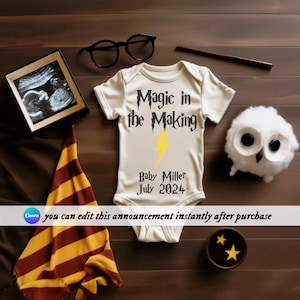 Pregnancy Announcement Wizard, Digital Pregnancy Announcement, Magical Baby Reveal, Instagram Social Media Reveal, Baby Wizard Announcement