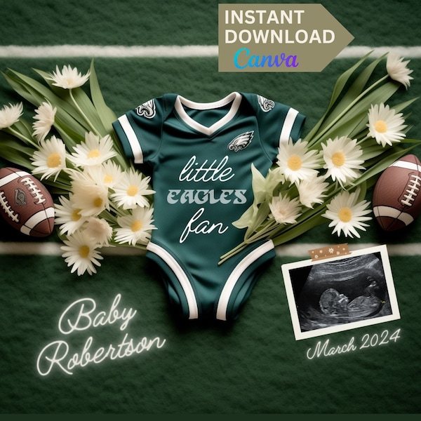 Eagles Football Personalized Pregnancy Announcement // Social Media Baby Announcement Philadelphia Eagles // Digital Download Template
