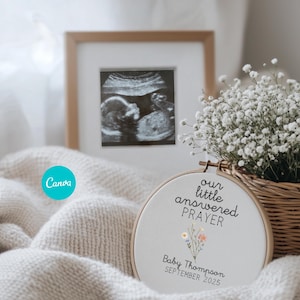 Christian Pregnancy Announcement Template: Miracle Baby Embroidery Hoop (Digital Download)