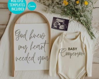 Religious Baby Announcement Digital Pregnancy Announcement Template God Knew Heart Needed You Christian Baby Reveal Editable Boho Farmhouse