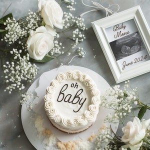 Pregnancy Announcement Simple Cake, Minimalist Pregnancy Announcement, Gender Neutral, Social Media Baby Announcement