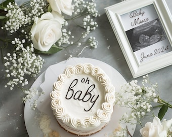 Pregnancy Announcement Simple Cake, Minimalist Pregnancy Announcement, Gender Neutral, Social Media Baby Announcement