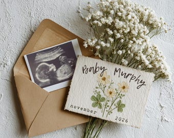 Irish Theme Pregnancy Announcement | Minimalist March Baby Reveal Canva Template | Digital Download