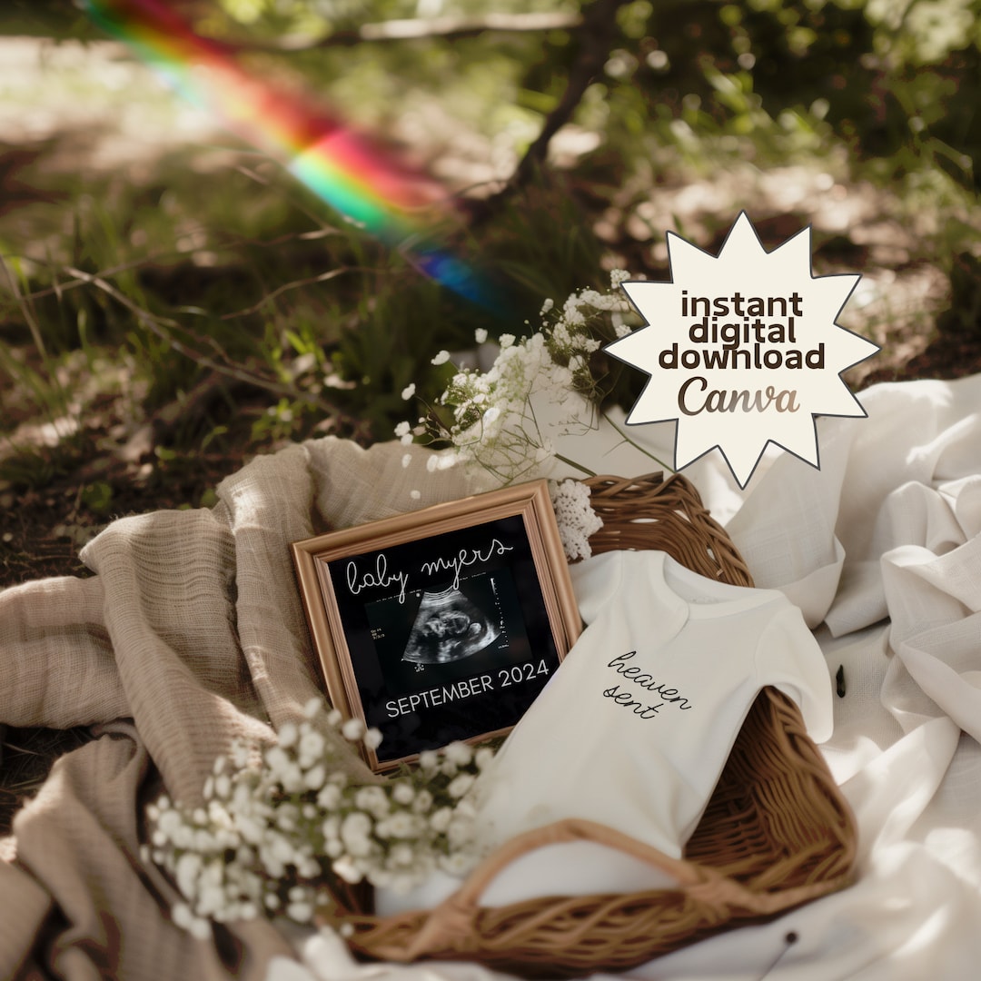 Rainbow Pregnancy Announcement Digital, Rainbow Baby Announcement ...