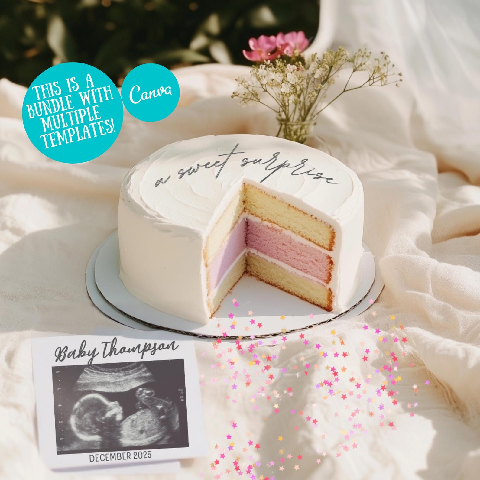 It's A Girl Pregnancy Announcement Cake Pink Gender Reveal (digital — free download