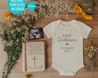 Christian Pregnancy Announcement Digital Religious Baby Announcement Template For This Child We Have Prayed Bible Baby Announcement Editable