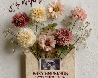 It's a Girl Pregnancy Announcement Template | Boho Floral Baby Girl Reveal | Editable Canva Digital Download