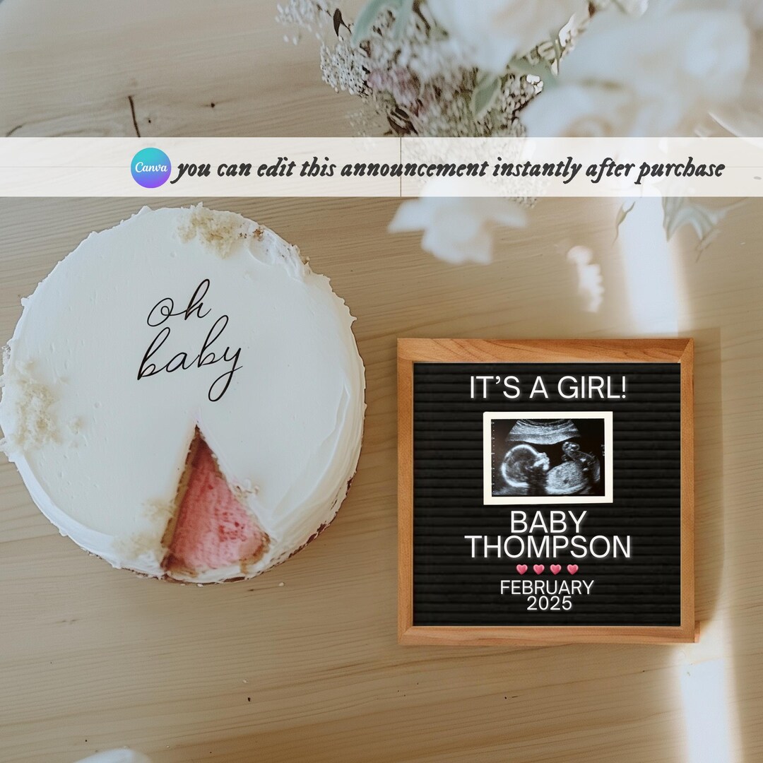 Gender Reveal Cake Digital Girl Announcement Cake Pregnancy Reveal Cake — free download