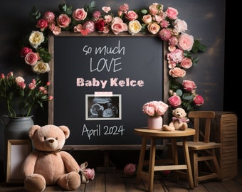 Valentine's Day Pregnancy Announcement // Baby Reveal // Social Media Template, Digital Pregnancy Announcement for Social Media