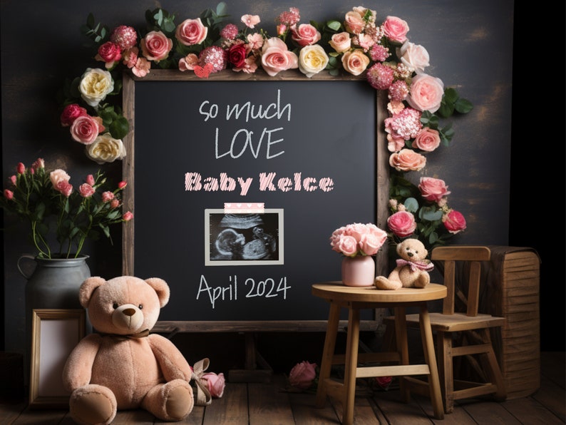 Valentine's Day Pregnancy Announcement // Baby Reveal // Social Media Template, Digital Pregnancy Announcement for Social Media image 1