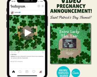 Video Baby Announcement St. Patricks Day Pregnancy Announcement Video Digital Baby Announcement St. Pattys Day Baby Reveal Video March Baby