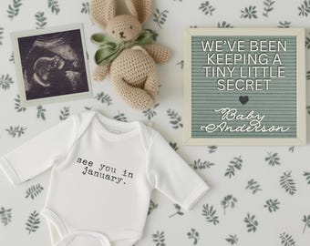 Sage Green Baby Announcement Template: Gender Neutral, Minimalist (Digital Download)