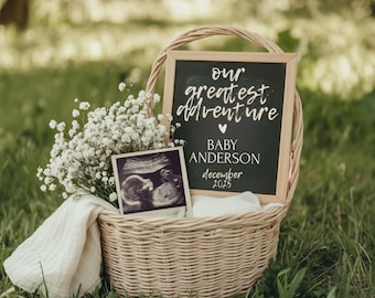 Our Greatest Adventure Pregnancy Announcement Template: Rustic Baby Reveal (Digital Download)