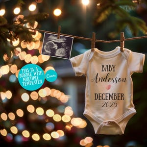 Weihnachten Schwangerschaft Ankündigung Digital Dezember Fälligkeit Baby Ankündigung Bearbeitbare Vorlage Social Media Urlaub Schwangerschaft Baby Body