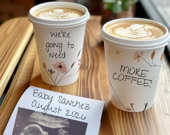 Coffee Pregnancy Announcement, Editable Canva Template (Digital Download)
