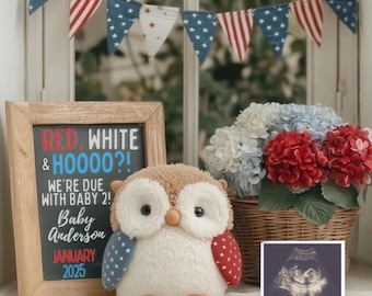 July 4th Baby Announcement: Red, White & Due Social Media Template (Digital)