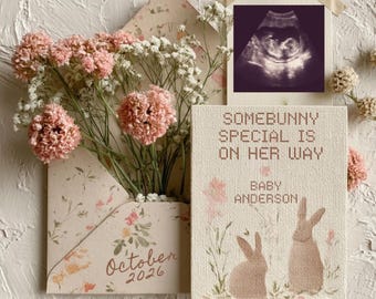 Easter Girl Pregnancy announcement | Spring Pink Floral Its A Girl Gender Reveal | Digital Download
