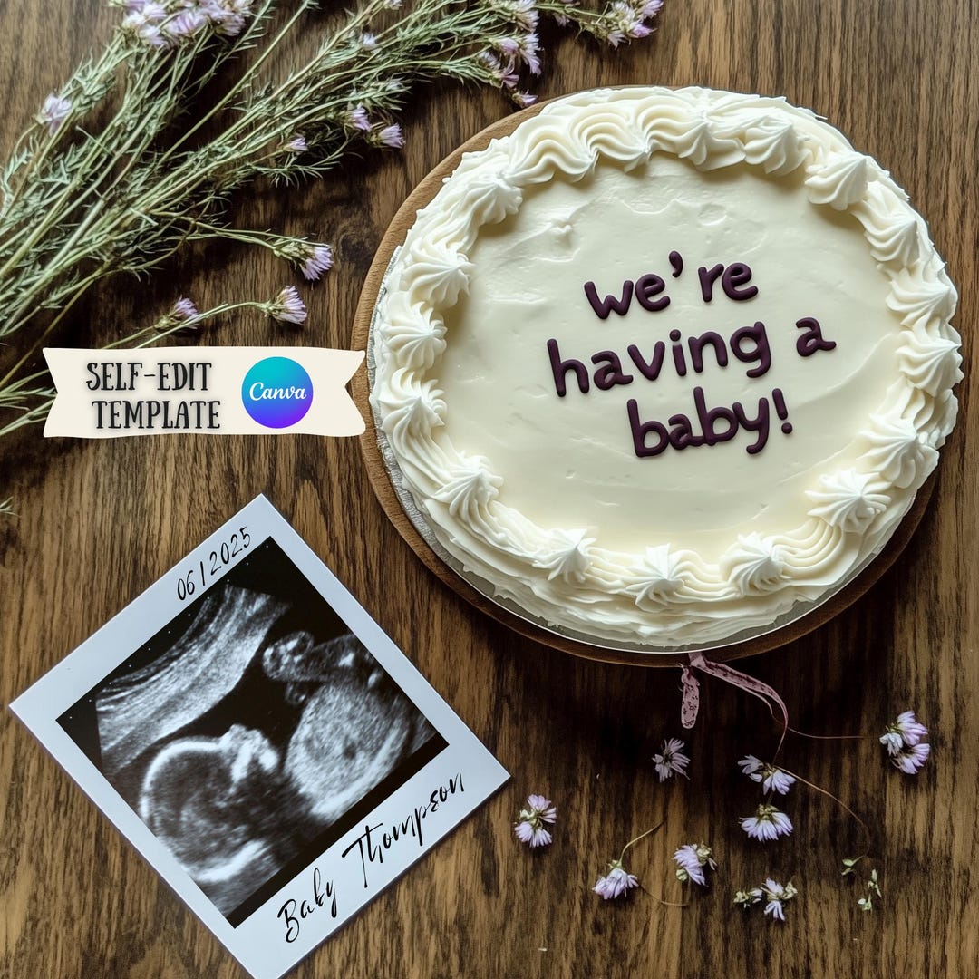 Pregnancy Announcement Simple Cake Minimalist Pregnancy Announcement — free download