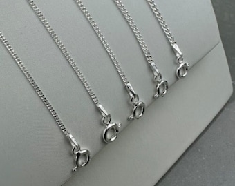 Solid 925 Sterling Silver Curb Chain Necklace Gift for Men or Women - Various lengths