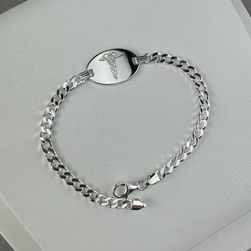Sterling silver medical alert bracelets ladies hot sale